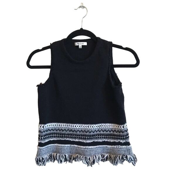 Madewell XS fringe tank top Aztec boho black - Picture 1 of 8